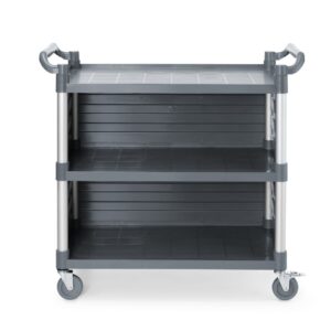 Wózek kelnerski 3-półkowy z polipropylenu, duży, AmerBox, Zawiera boczne panele, 1010x500x(H)960mm