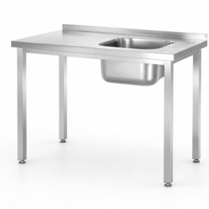 Stół ze zlewem - skręcany, HENDI, Kitchen Line, zlewozmywak po prawej stronie, 1000x600x(H)850mm