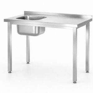 Stół ze zlewem - skręcany, HENDI, Kitchen Line, zlew po lewej, 1000x600x(H)850mm