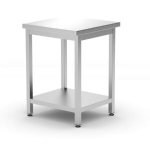 Stół centralny z półką – skręcany, głębokość 600 mm, HENDI, Kitchen Line, 600x600x(H)850mm
