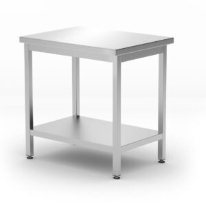 Stół centralny z półką – skręcany, głębokość 600 mm, HENDI, Kitchen Line, 800x600x(H)850mm