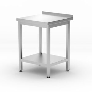 Stół przyścienny z półką – skręcany, głębokość 600 mm, HENDI, Kitchen Line, 600x600x(H)850mm