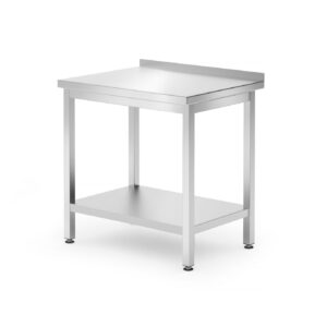 Stół przyścienny z półką – skręcany, głębokość 600 mm, HENDI, Kitchen Line, 800x600x(H)850mm