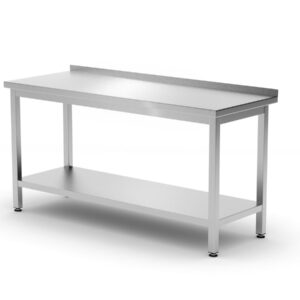 Stół przyścienny z półką – skręcany, głębokość 600 mm, HENDI, Kitchen Line, 1200x600x(H)850mm