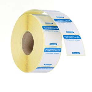 Etykiety Food Safety na każdy dzień tygodnia – wielorazowe, HENDI, Poniedziałek, niebieski, 1000 szt., 25x25mm
