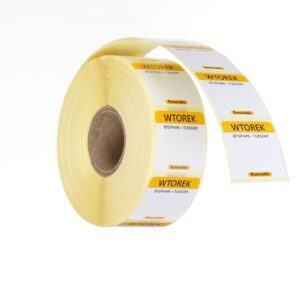 Etykiety Food Safety na każdy dzień tygodnia – wielorazowe, HENDI, Wtorek, żółty, 1000 szt., 25x25mm