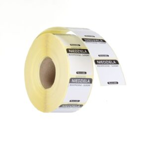 Etykiety Food Safety na każdy dzień tygodnia – wielorazowe, HENDI, Niedziela, czarny, 1000 szt., 25x25mm
