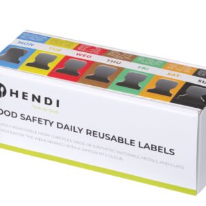 Zestaw etykiet wielorazowych Food Safety na każdy dzień tygodnia z podajnikiem, HENDI, 240x80x(H)100mm