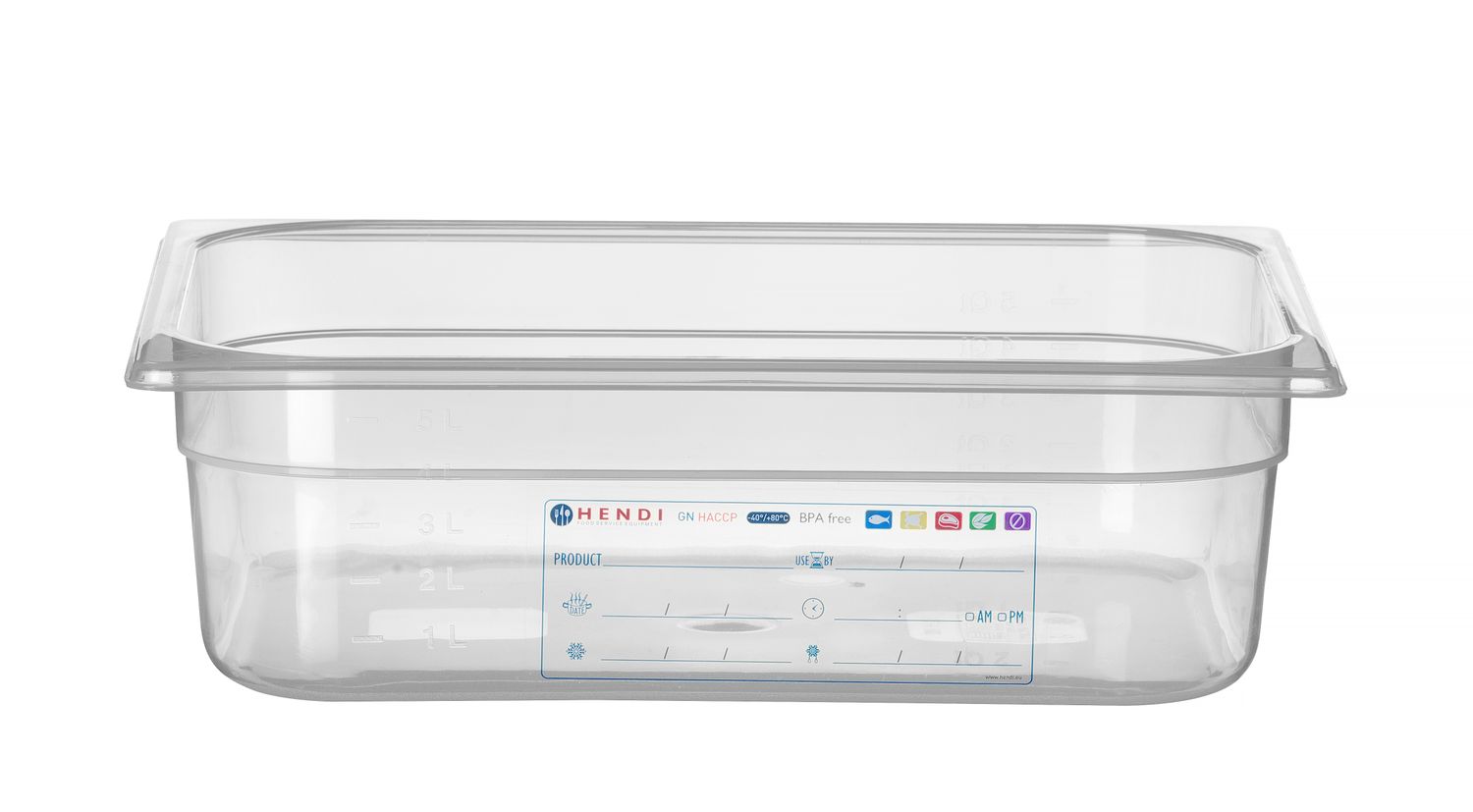 Pojemnik GN 1/2 HACCP, HENDI, GN 1/2, 6,5L, transparentny, 325x265x(H)100mm