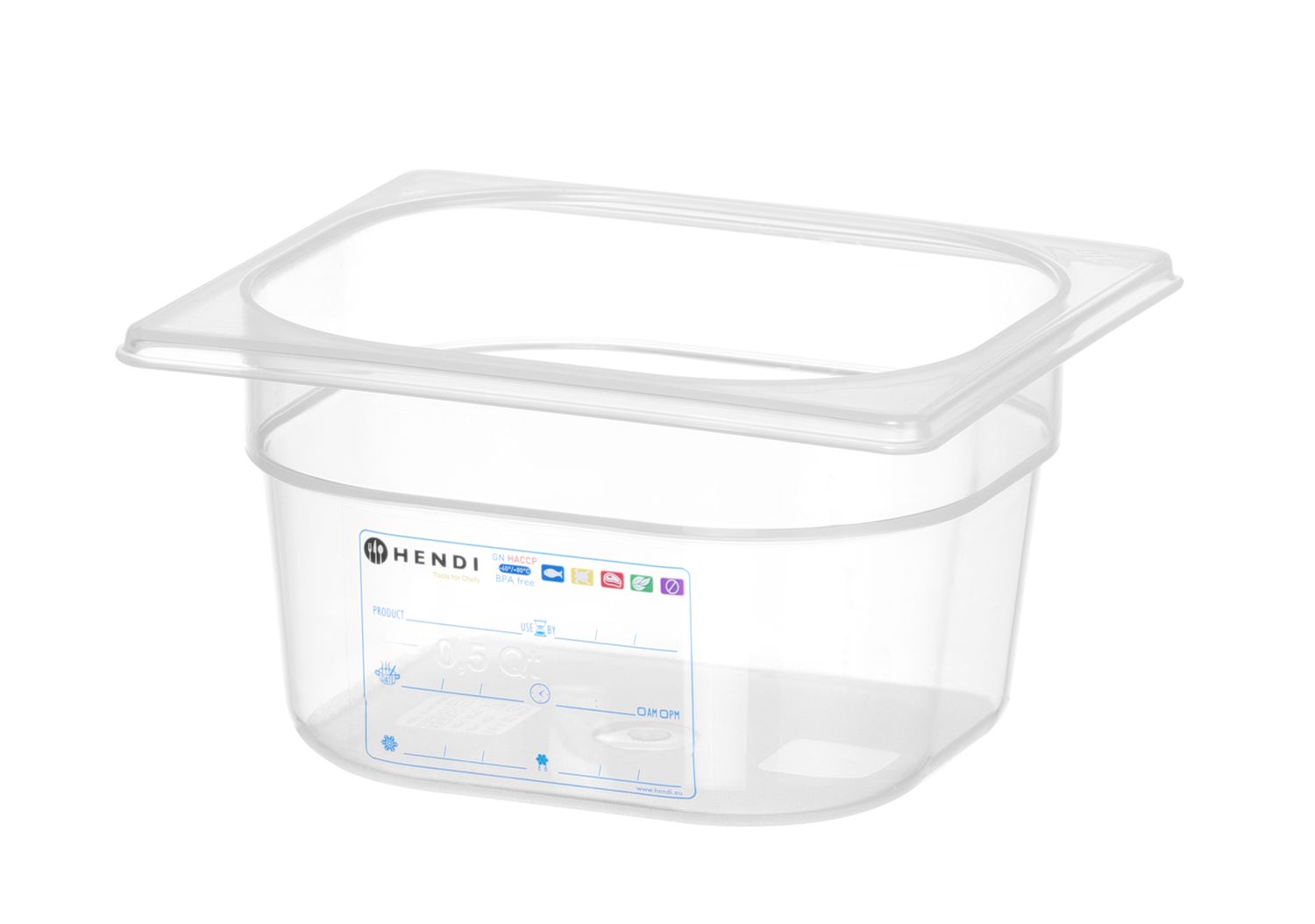 Pojemnik GN 1/6 HACCP, HENDI, GN 1/6, 1,6L, transparentny, 176x162x(H)100mm