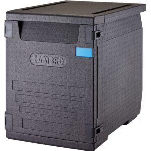 Pojemnik termoizolacyjny Cam GoBox, ładowany od przodu, na pojemniki 600x400 mm, z 6 wbudowanymi prowadnicami, Cambro, 126 l, z 6-ma prowadnicami, 126L, czarny, 770x540x(H)687mm
