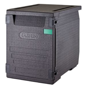 Pojemnik termoizolacyjny Cam GoBox ładowany od przodu, na pojemniki 600x400 mm, z 9 wbudowanymi prowadnicami, Cambro, 126 l, z 9-ma prowadnicami, 126L, czarny, 770x540x(H)687mm