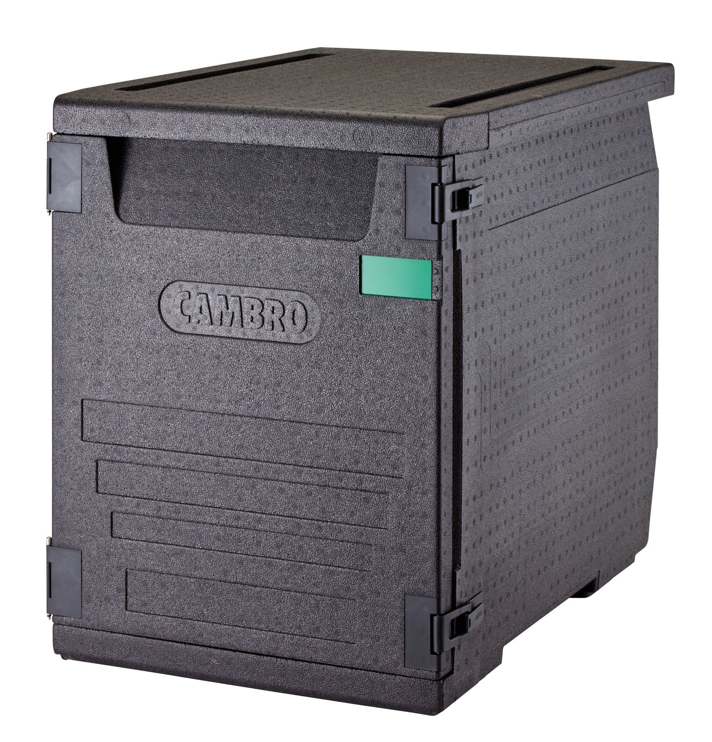 Pojemnik termoizolacyjny Cam GoBox ładowany od przodu, na pojemniki 600x400 mm, z 9 wbudowanymi prowadnicami, Cambro, 126 l, z 9-ma prowadnicami, 126L, czarny, 770x540x(H)687mm
