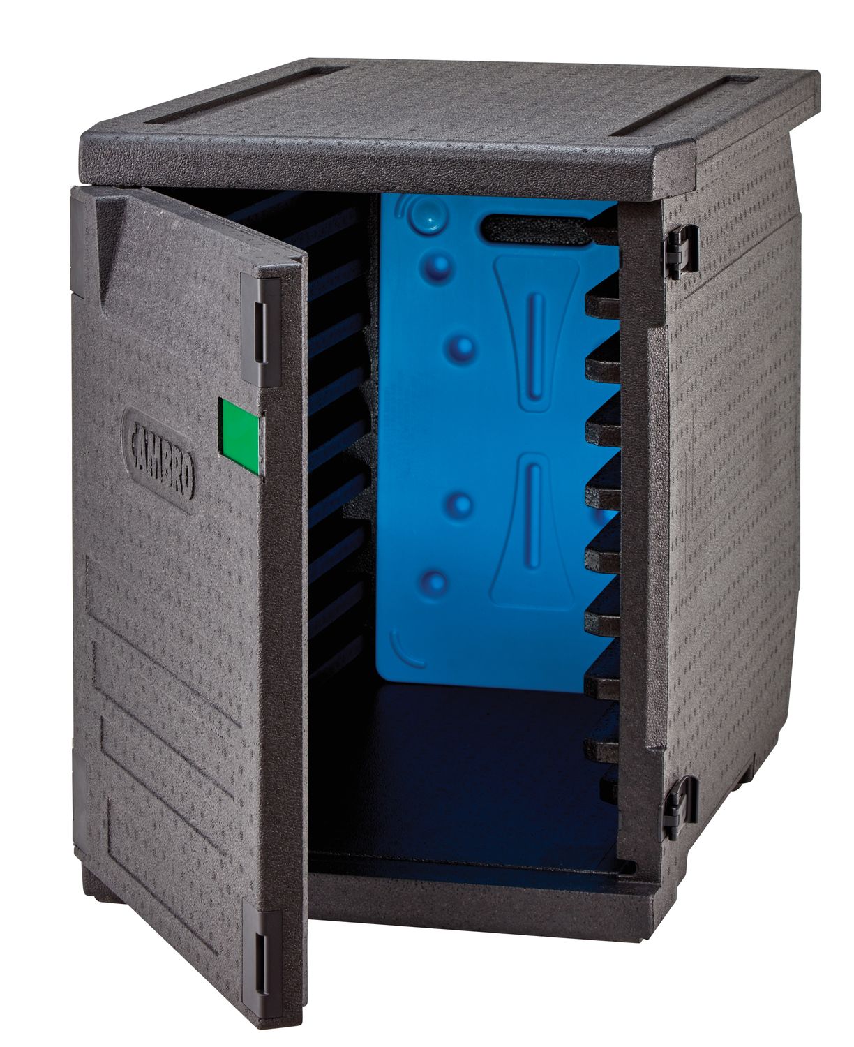 Pojemnik termoizolacyjny Cam GoBox ładowany od przodu, na pojemniki 600x400 mm, z 9 wbudowanymi prowadnicami, Cambro, 126 l, z 9-ma prowadnicami, 126L, czarny, 770x540x(H)687mm - obrazek 3