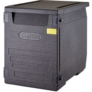 Pojemnik termoizolacyjny Cam GoBox ładowany od przodu, na pojemniki 600x400 mm, bez prowadnic, Cambro, 155 l, bez prowadnic, 155L, czarny, 770x540x(H)687mm