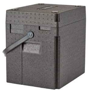 Pojemnik termoizolacyjny Cam GoBox na napoje, ładowany od góry, z paskiem na ramię, 35 l, Cambro, pojemność (ilość butelek): 12 wysokich butelek wina o pojemności 0,75 l lub 12 plastikowych butelek z wodą mineralną, 35L, czarny, 420x335x(H)420mm