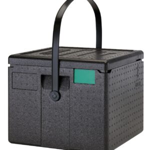 Pojemnik termoizolacyjny Cam GoBox na pizzę ładowany od góry, Cambro, pojemność: 6 kartonów o wymiarach 330x330x(H)40 mm na pizzę Ø320 mm, czarny, 410x410x(H)339mm