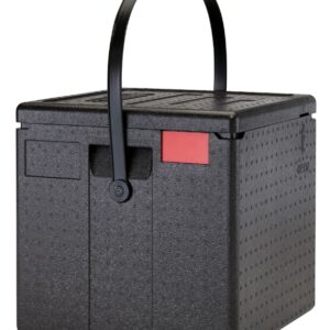 Pojemnik termoizolacyjny Cam GoBox na pizzę ładowany od góry, Cambro, pojemność: 8 kartonów o wymiarach 330x330x(H)40 mm na pizzę Ø320 mm, czarny, 410x410x(H)404mm