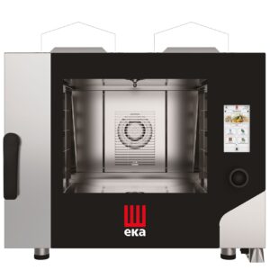 Piec konwekcyjno-parowy Millennial Touch Screen Bakery z automatycznym systemem myjącym, 4× 600×400 mm – sterowany elektronicznie, gazowy, Tecnoeka, 230V/300W, 9300kW, 850x1035x(H)800mm