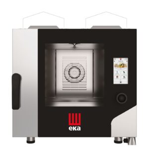 Piec konwekcyjno-parowy Millennial Touch Screen Gastro z automatycznym systemem myjącym, 5 × GN 1/1 – sterowany elektronicznie, gazowy, Tecnoeka, 230V/300W, 9300kW, 730x850x(H)800mm