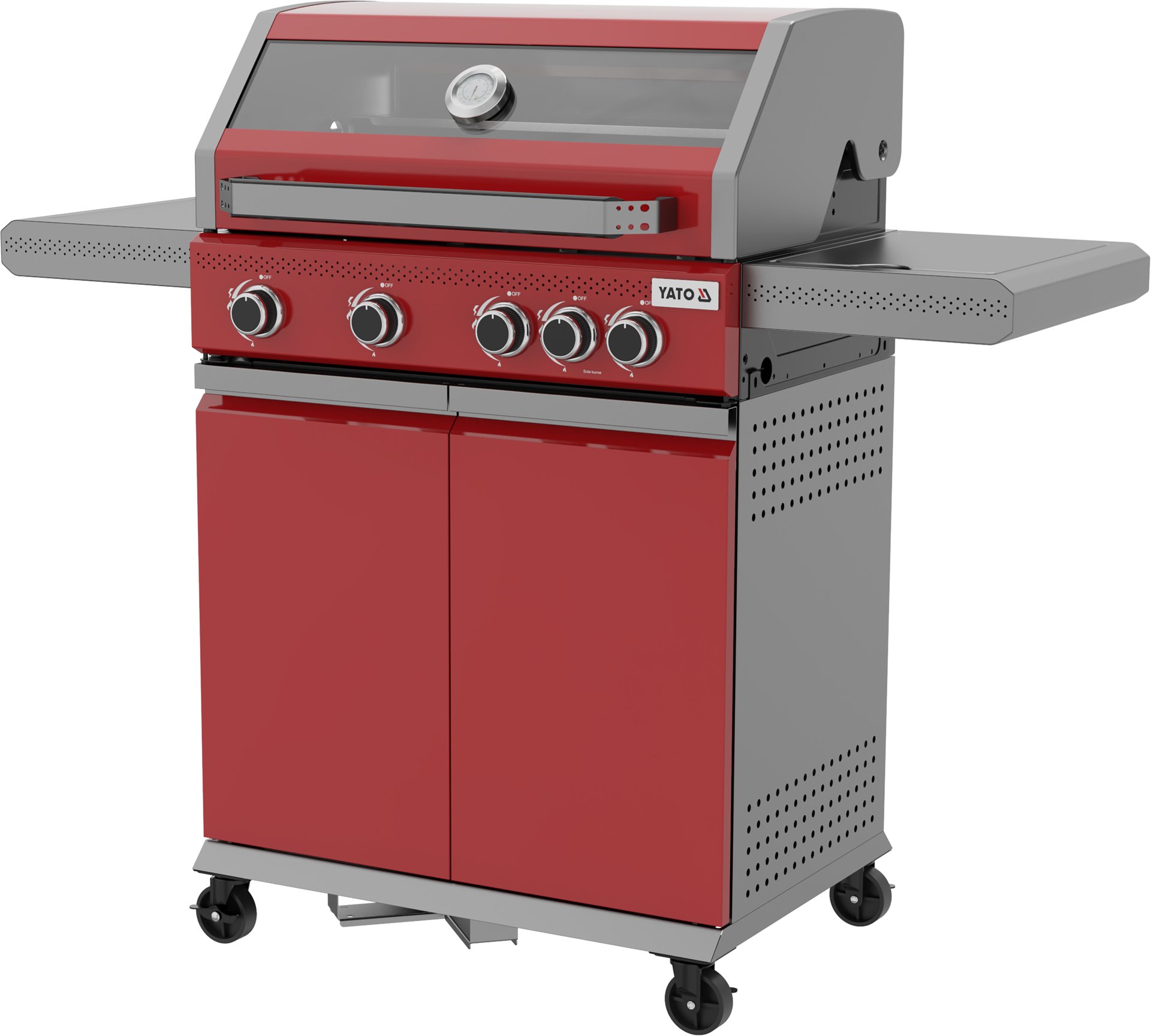 GRILL GAZ. OKAYA 4+1, 14,2KW, CZERWONY