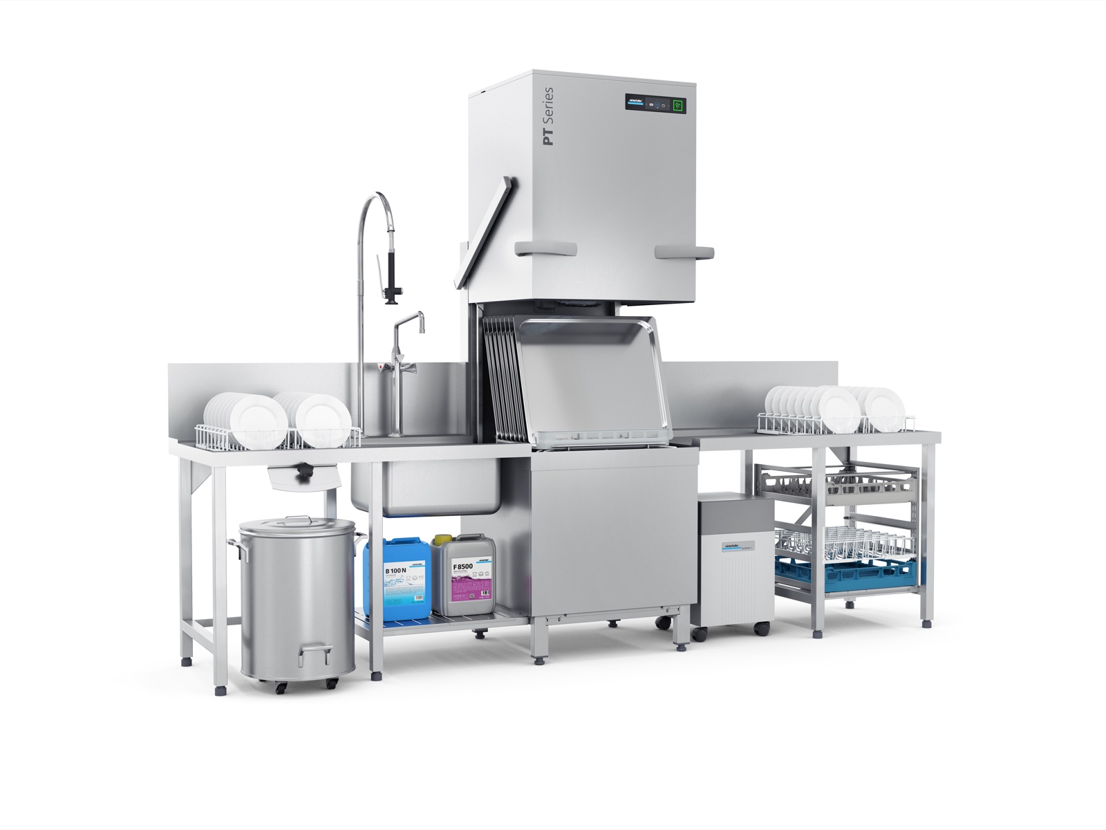 Winterhalter PT-XL - PT XL perspective open trays tables